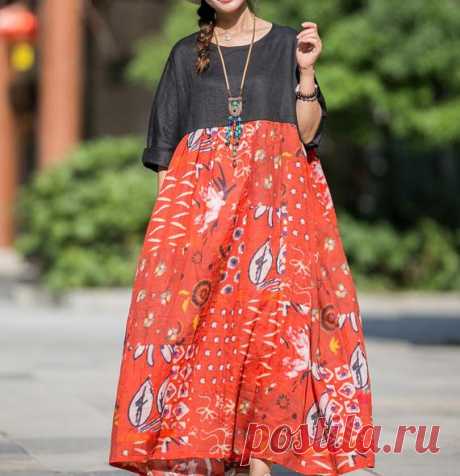 Loose Linen stitching ramie Printed dress, Bridal long dress, Party Dress, Cocktail Dress, maxi wedding dress 【Fabric】 Ramie printing, solid color linen 【Color】 Black 【Size】 Shoulder width is not limited Shoulder + sleeve 51cm / 20 Bust 150cm/ 58 Length 132cm/ 51  Have any questions please contact me and I will be happy to help you.