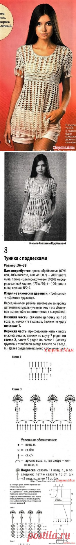 . Ажурная туника с подвесками. - Все в ажуре... (вязание крючком) - Страна Мам