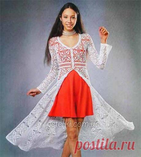 Длинный летний кардиган из мотивов | Искусница