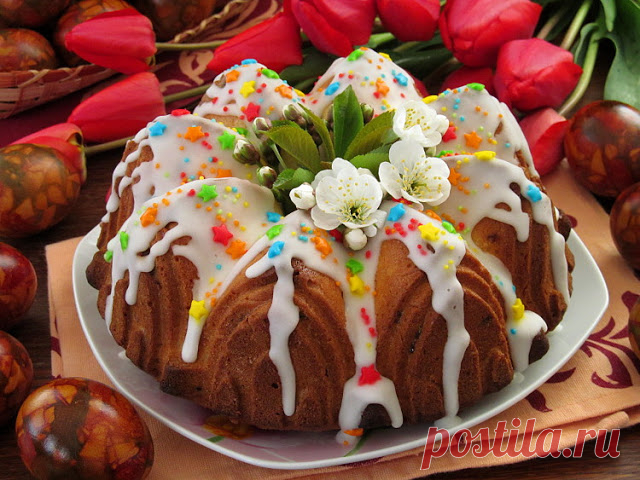 Быстрый (бездрожжевой) Пасхальный кулич и Пасхальные яйца 