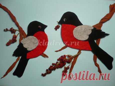 Аппликация из фетра: Снегири на ветке. Мастер-класс с пошаговым фото