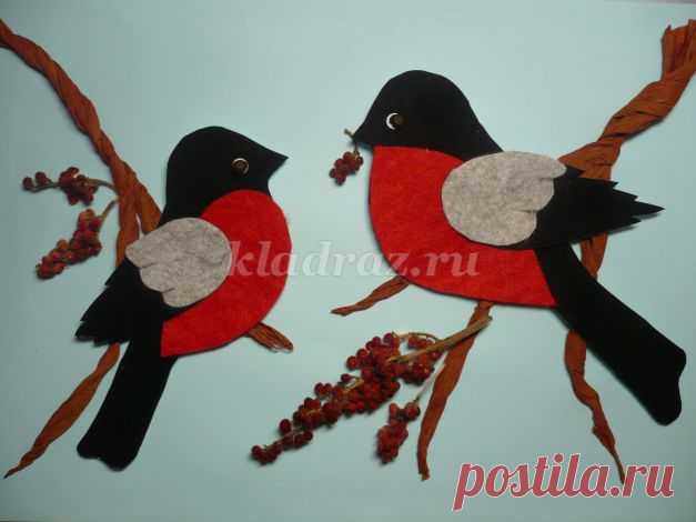 Аппликация из фетра: Снегири на ветке. Мастер-класс с пошаговым фото
