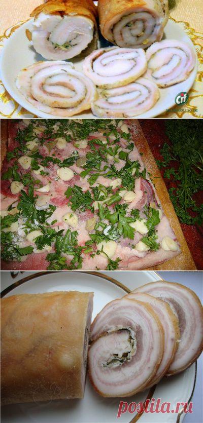 Рулет из сала, запеченный в фольге