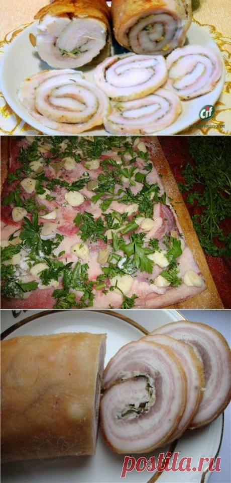 Рулет из сала, запеченный в фольге