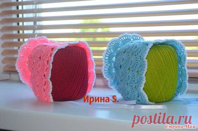 Чепчики для малышей Доброго времени суток! Вот такие чепчики для грудничков вязались в подарок дочкиным подружкам. Использовала мерсеризованый хлопок(Виолет, Макси, Ярнарт лили), крючек 1.5.