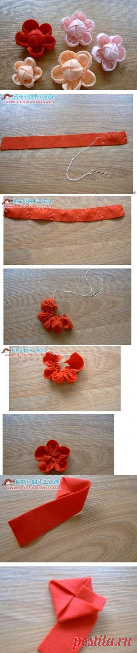 Цветы из ленты. Мастер-класс.