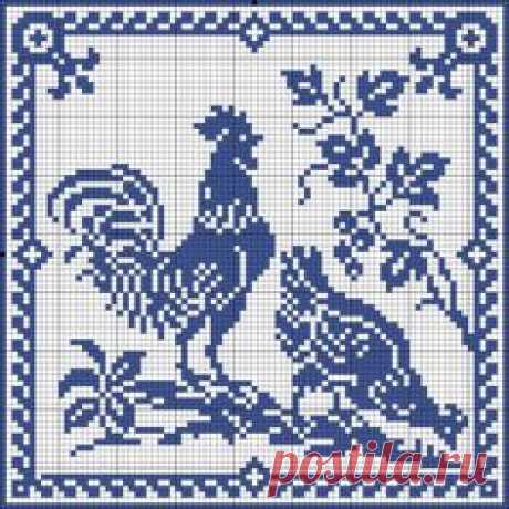 Rooster and Hen Doily 06 | gancedo.eu