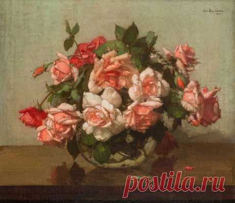 Ян Богартс (Jan Bogaerts, 1878-1962) - голландский художник.
"Натюрморт с розами" (Stilleven met rozen), 1915 г.