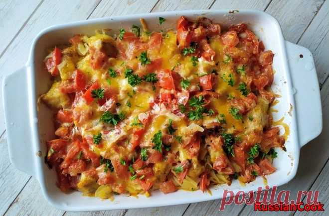 Запеканка из макарон с куриным филе и помидорами - Основные блюда - Каталог статей - RussianCook