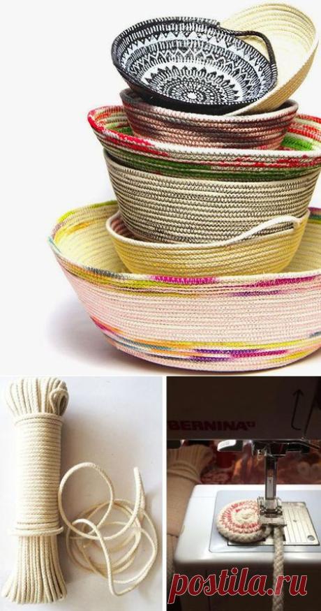 Удобные корзиночки из шпагата своими руками