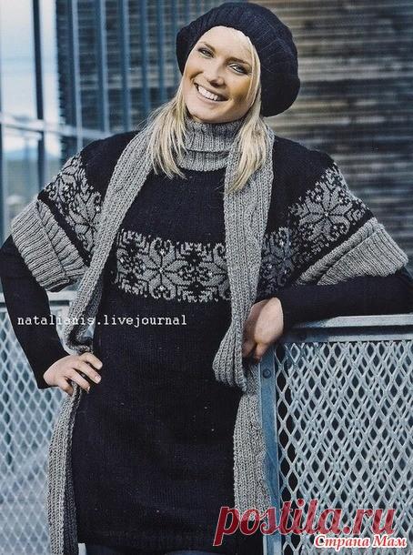 Туника с круглой кокеткой спицами...