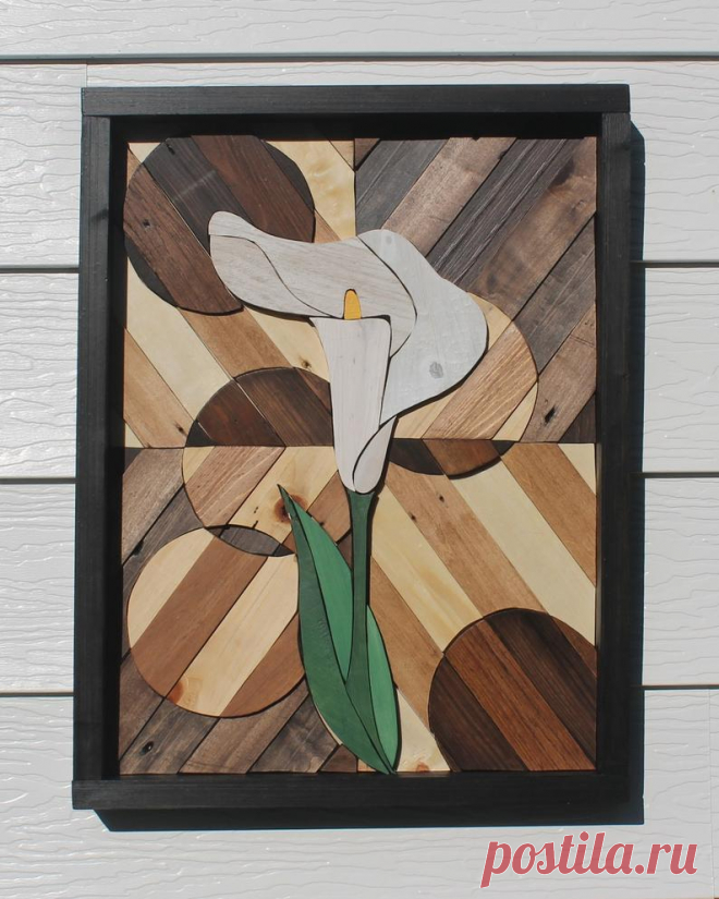 White Calla Lily flower wood wall art | Etsy