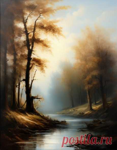 «An oil painting of a …» — картинка создана в Шедевруме an oil painting of a forest, in the style of the painter Giovanni Antonio Canal. Very soft brush