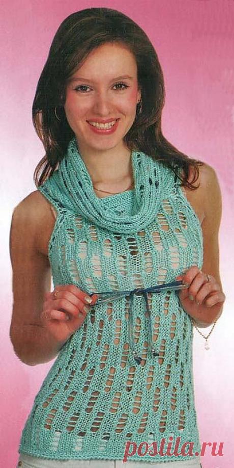 Летняя ажурная кофта с воротником &quot;хомут&quot;