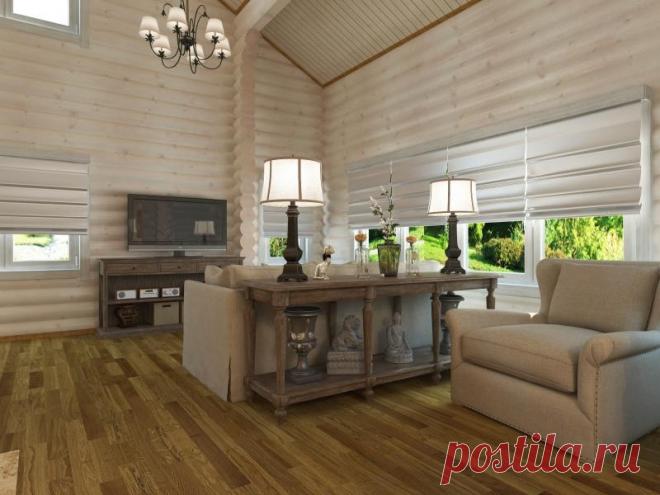Дизайн гостиной деревянного дома фото