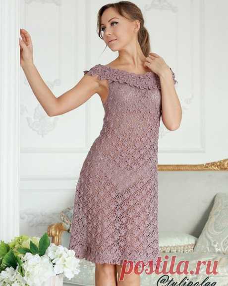 Нежное #платьекрючком Автор - tulipolga