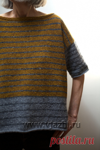Полосатый джемпер спицами Tweedy Stripey с описанием Простой и модный полосатый джемпер спицами из твида трех цветов с описанием. Примечание к вязанию спицами полосатого джемпера. Этот полосатый джемпер вяжется достаточно просто и быстро, играйте с цветом, спицами и пряжей.