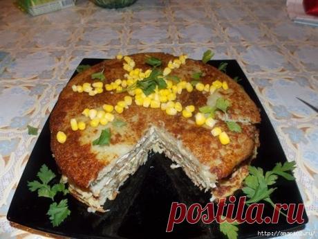 Картофельный торт с начинкой.