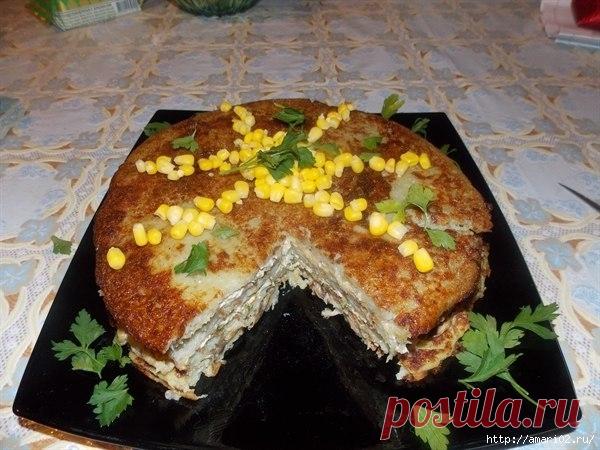 Картофельный торт с начинкой.