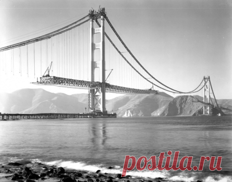 Строительство моста Золотые Ворота. Сан-Франциско, США, 1937 год