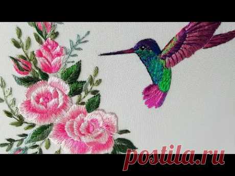 Long and short stitches | Silk roses | Hand Embroidery