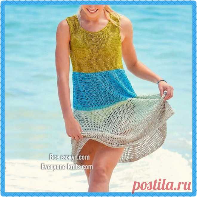 Подборка летних вязанных платьев. Часть 1. 10 моделей для спицами с описанием вязания. | Все вяжут.соm/Everyone knits.com | Яндекс Дзен