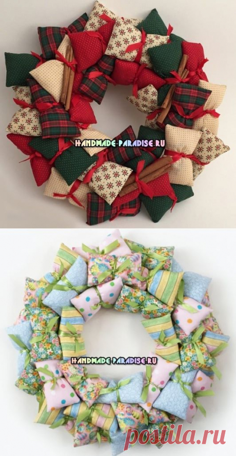 Декоративные венки из текстильных подушечек - Handmade-Paradise