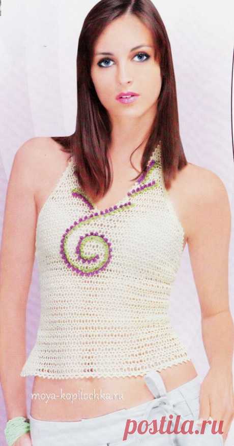 Белый топ с вышивкой по регулярной сетке - Вязание - Моя копилочка