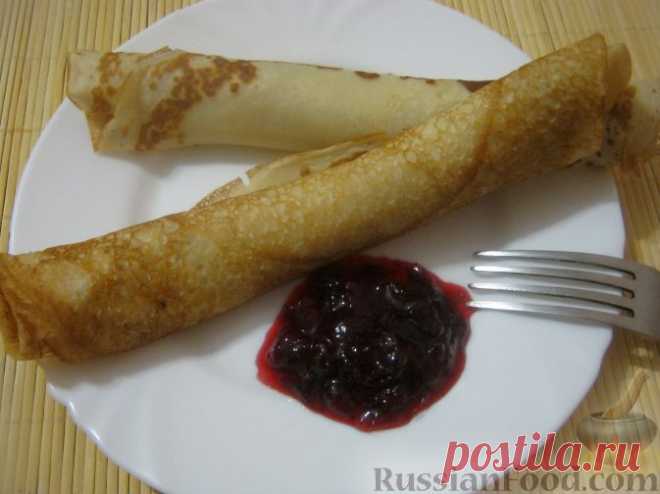 Рецепт: Тонкие блинчики на кефире на RussianFood.com