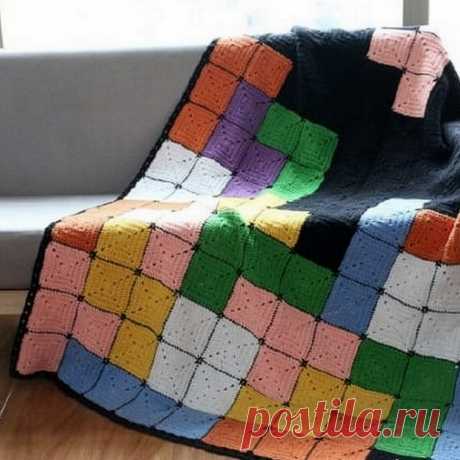 В стиле пэчворк: 16 пледов крючком и спицами | Вязание с Paradosik_Handmade | Дзен