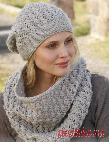 Женский набор ,шапка и снуд связан спицами - 7 Июля 2015 - Блог - Вязаные вещи на заказ
