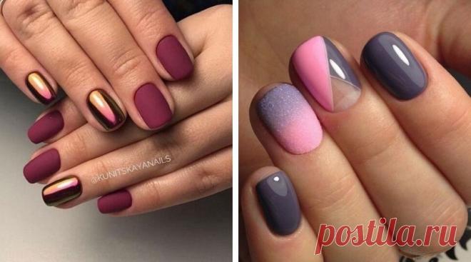 Вот 50 красивых актуальных идей маникюра, короткие и средней длинны.  Предлагаем Вам большую подборку красивых и стильных идей маникюрчика, среди которых Вы точно найдете те, которые захочется повторить при ближайшем походе к мастеру.

Главное, помнить основное правило при создании дизайна на не слишком длинных ноготочках – не переусердствовать. Одного или максимум