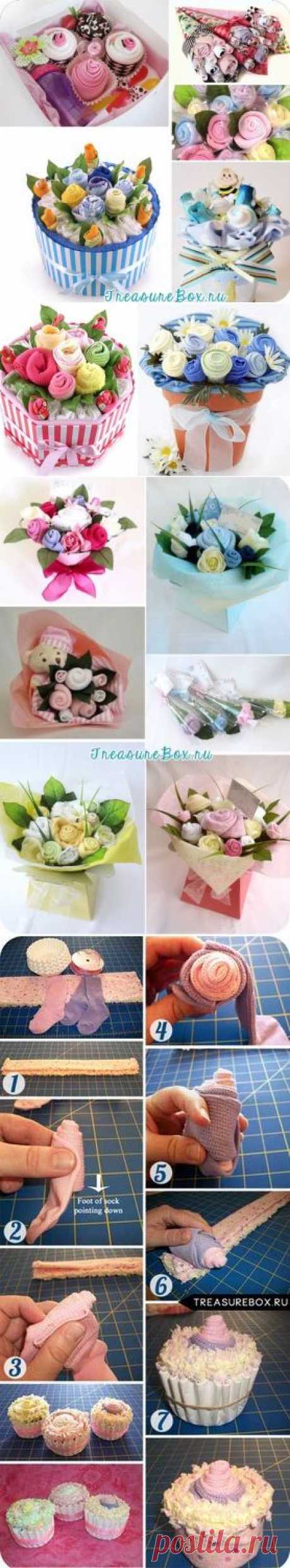 Идеи оформления букета из детских носочков