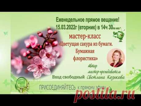 Мастер класс. Цветущая сакура из бумаги своими руками. Бумажная флористика.