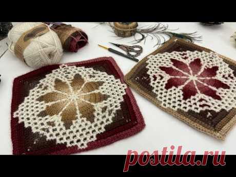 Потрясающая красота 🤩 Урок вязания мозаики крючком #crochet #diy #mosaic #motif