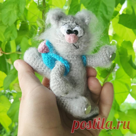 Бесплатное описание амигуруми мастер-класс крючком магнит кот-воришка