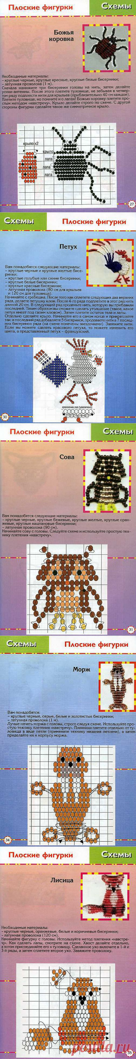 Плоские фигурки из бисера для начинающих, схемы / Схемы плетения бисером, цветы и деревья из бисера, игрушки своими руками - мастерклассы, макраме, фриволите / Ёжка - стихи, загадки, творчество и уроки рисования для детей