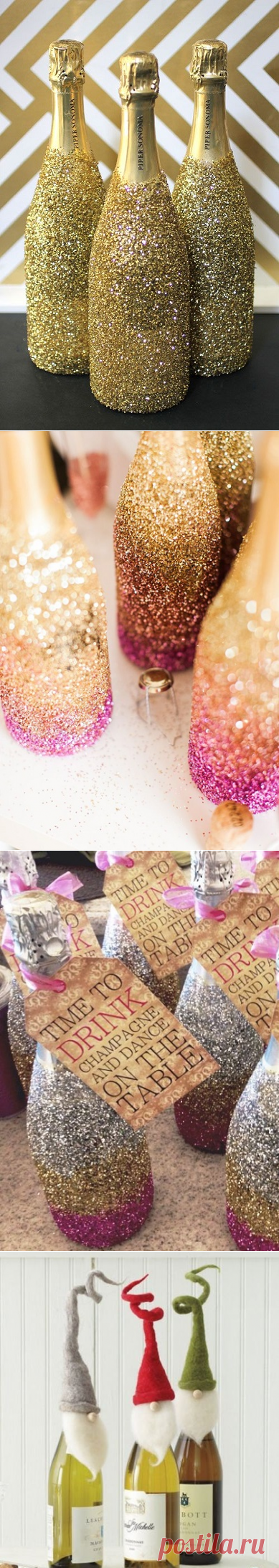 Как украсить бутылку шампанского на Новый год: фото новогоднего декора своими руками
