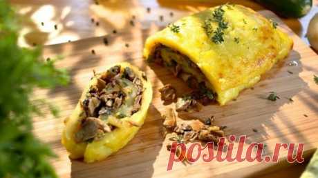 Картофельный рулет с грибами