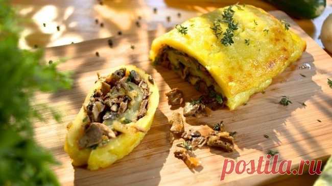 Картофельный рулет с грибами