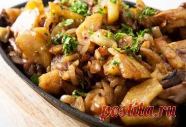 Картофель тушеный со свежими грибами — Домашняя кулинария