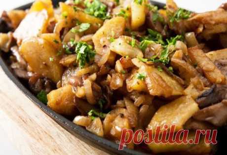 Картофель тушеный со свежими грибами — Домашняя кулинария