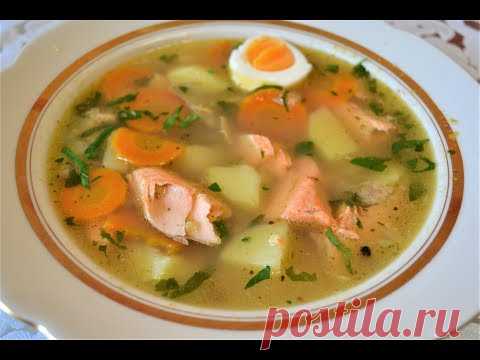Уха из форели/Суп из красной рыбы.