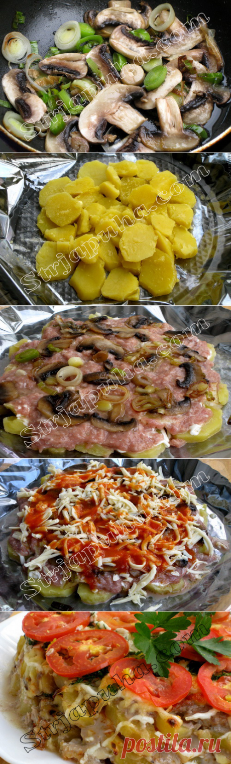Французский картофельно-мясной торт (свинина+говядина)