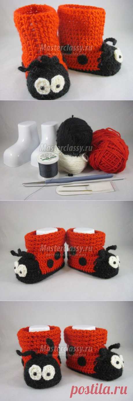 Пинетки в виде божьих коровок. Мастер-класс с пошаговыми фото