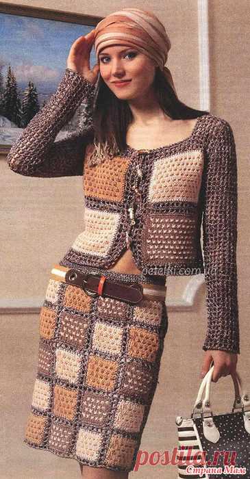 Оригинальный костюм спицы + крючок Всем здравствуйте, очень понравился костюм и решила поделиться со всеми. Нашла на просторах интерната вот тут http://www.liveinternet.ru/  РАЗМЕР 36/38  ВАМ ПОТРЕБУЕТСЯ