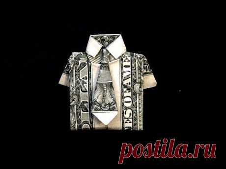 Dollar Origami Shirt &amp; Tie How to fold a dollar bill in to a shirt and tie - YouTube