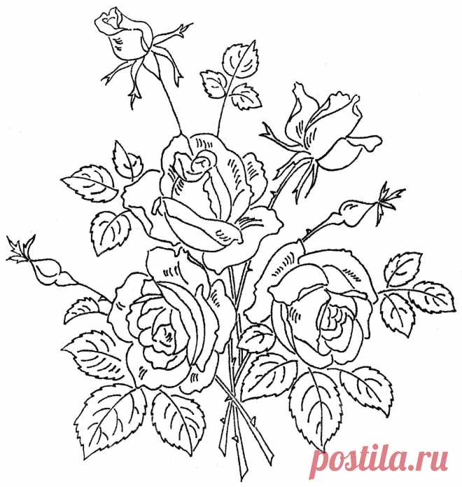 Розы - вышивка