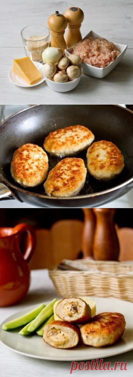 Как приготовить куриные котлеты с грибами и сыром - рецепт, ингридиенты и фотографии