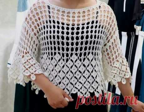 un pull d'été façon grillage et petits carrés - La Grenouille Tricote